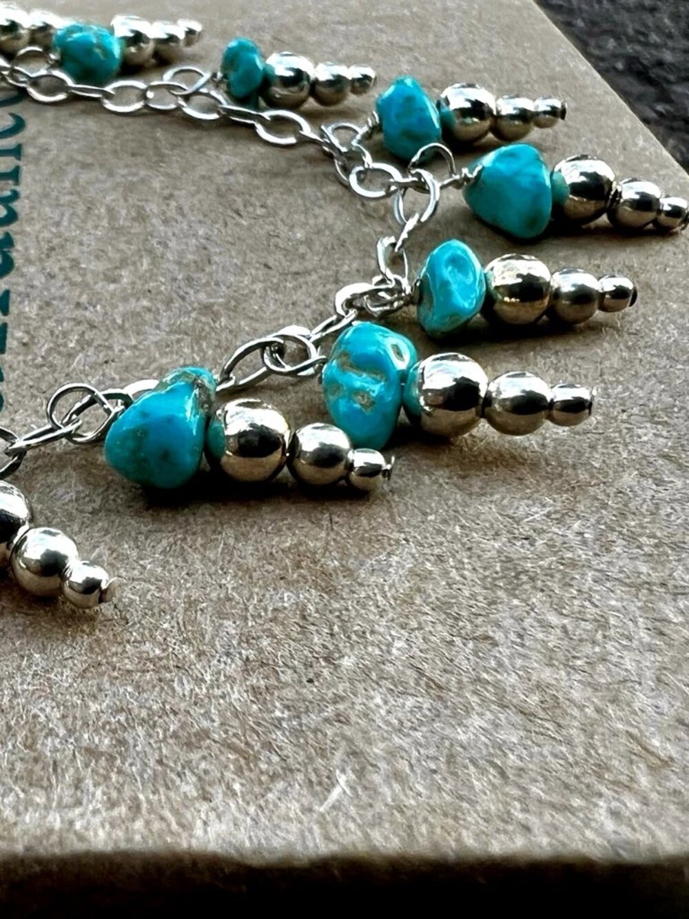 Sundance $228 NEW 18" Natural Turquoise Sterling Silver Beaded Chain Necklace - Picture 2 of 12